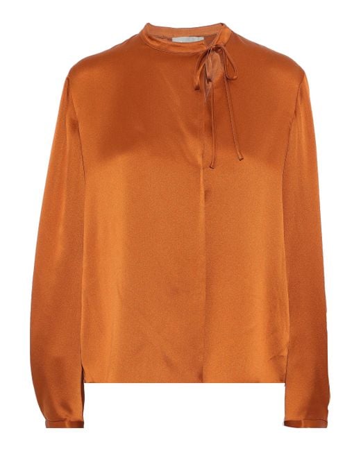 Vince Multicolor Silk-satin Blouse Copper