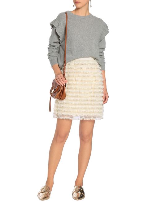 RED Valentino Natural Crochet-trimmed Tulle Mini Skirt