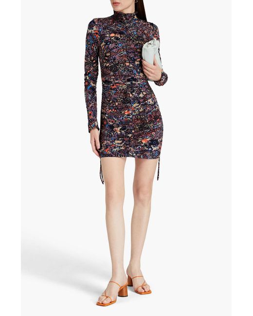A.L.C. Multicolor Nolan Ruched Printed Jersey Mini Dress