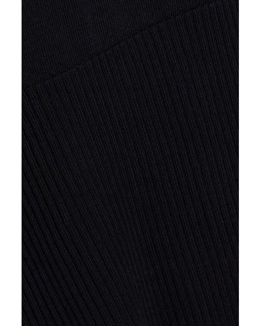 Thom Browne Black Striped Tulle-paneled Silk Blend Top