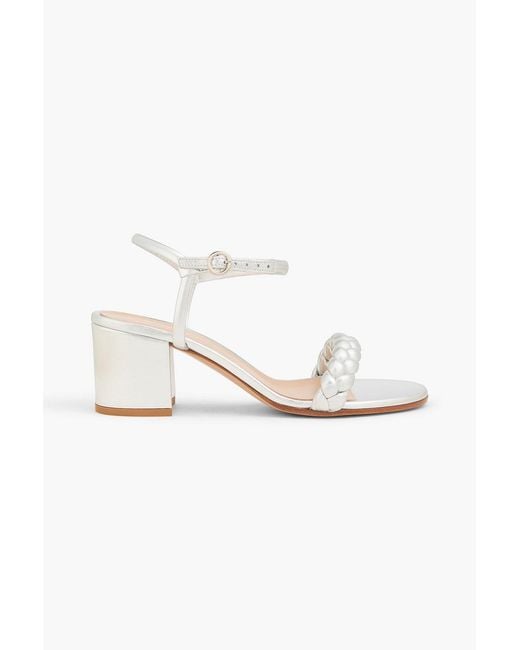 Gianvito Rossi White Cruz 60 Braided Leather Sandals