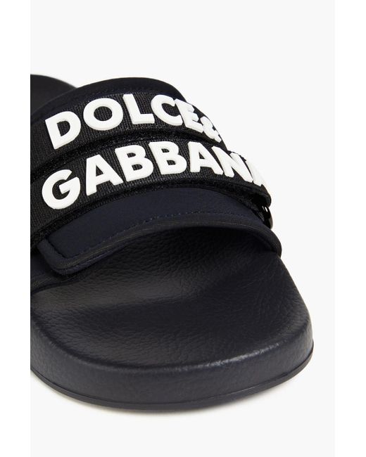 Dolce & Gabbana Black Pantoletten aus scuba mit print
