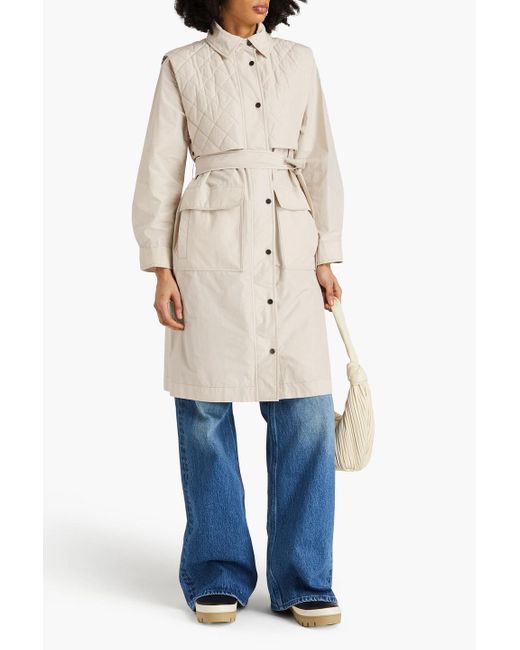 Brunello Cucinelli Natural Bead-embellished Quilted Shell Trench Coat
