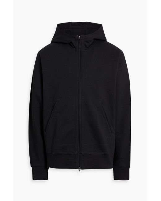 Y-3 Blue French Cotton-terry Zip-up Hoodie for men