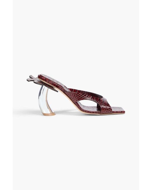 A.W.A.K.E. MODE Brown Chiara Croc-Effect Leather Sandals