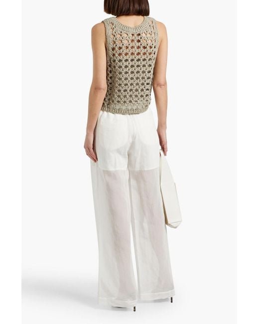 Brunello Cucinelli Natural Open-Knit Jute-Blend Vest
