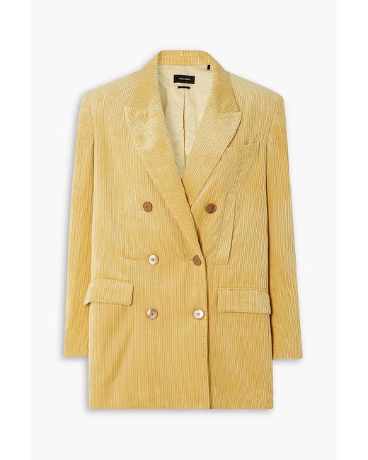 Isabel Marant Yellow Haneva Double-breasted Corduroy Blazer