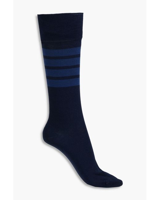 Thom Browne Blue Striped Cotton-blend Socks