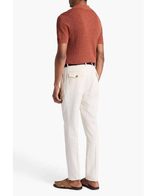 Frescobol Carioca Brown Joaquim Ribbed Cotton-Blend Polo Shirt for men