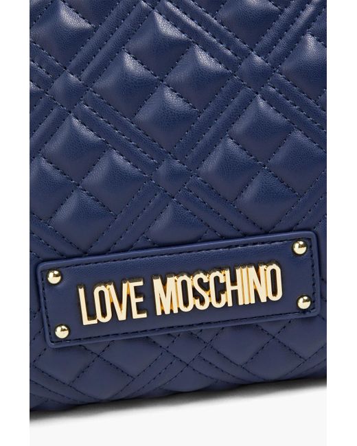 Love Moschino Blue Quilted Faux Leather Tote