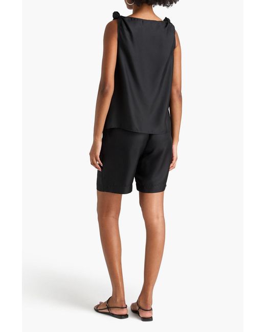 Loulou de Saison Black Remy Knotted Silk-twill Top