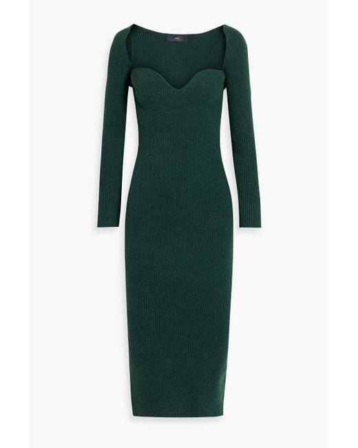 arch4 Coco Ribbed Cashmere Midi Dress in Green | Lyst arch4 Coco Ribbed Cashmere Midi Dress in Green | Lyst