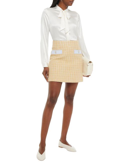 Sandro Melle Button-embellished Metallic Cotton-blend Tweed Mini Skirt in  Natural | Lyst