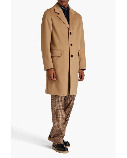 Sandro Natural Wool And Cashmere-blend Felt Coat for men