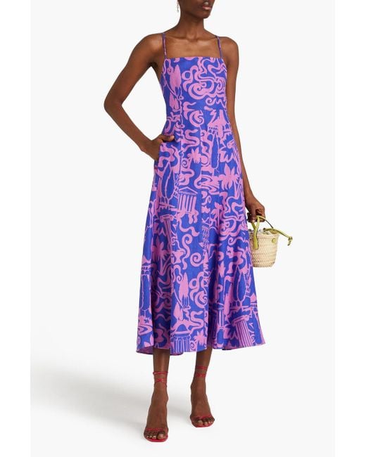 Mara Hoffman Purple Verona Printed Hemp Midi Dress