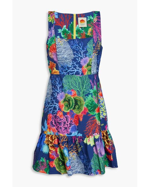 Farm Rio Blue Printed Faille Mini Dress