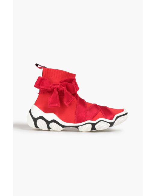 Red(v) Red Glam Run Satin-trimmed Stretch-knit High-top Sneakers