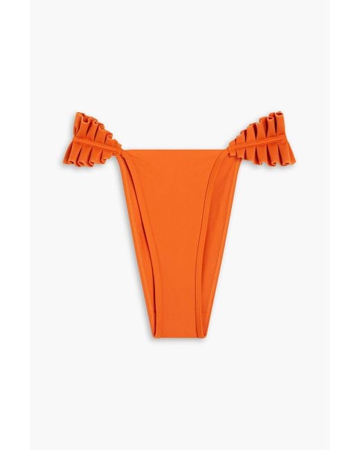 ANDREA IYAMAH Orange Mulan Ruffled High-rise Bikini Briefs