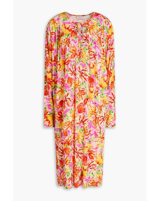 Dries Van Noten Orange Floral-print Jersey Dress