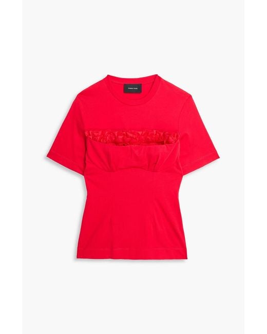 Simone Rocha Red Ruffled Cotton-Jersey Top