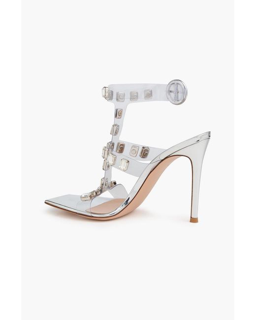 Gianvito Rossi Crystal Crash Embellished Pvc Sandals in White | Lyst UK
