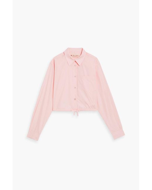 Marni Pink Cropped Cotton-poplin Shirt