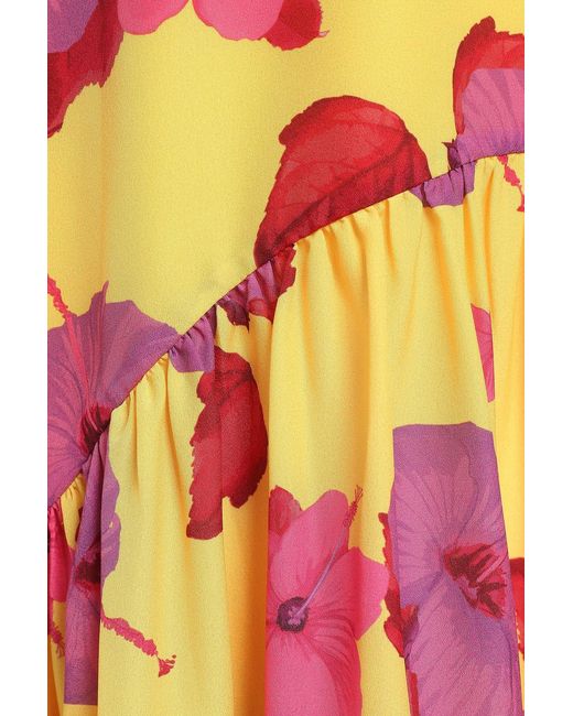 Borgo De Nor Orange Salma Belted Floral-print Crepe De Chine Maxi Dress