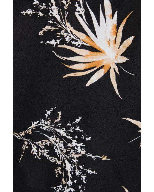 Nicholas Black Cropped Printed Silk-satin Top