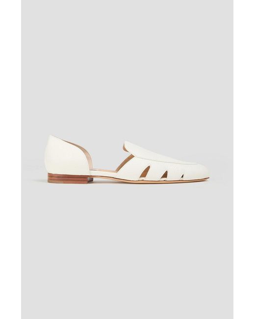 Gabriela Hearst White Rory Cutout Pebbled-Leather Point-Toe Flats