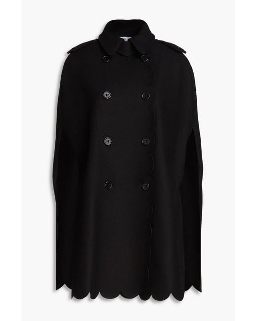 RED Valentino Black Double-breasted Wool-blend Felt Cape