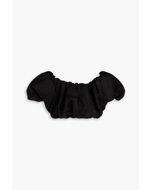 Aje. Black Rivieria Off-the-shoulder Cropped Silk-taffeta Top