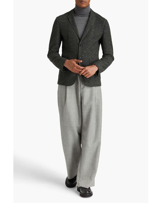 Emporio Armani Black Wool And Cotton-blend Blazer for men