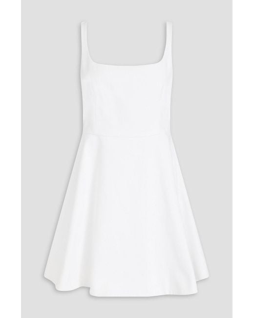 Theory White Flare Cotton-blend Piqué Mini Dress