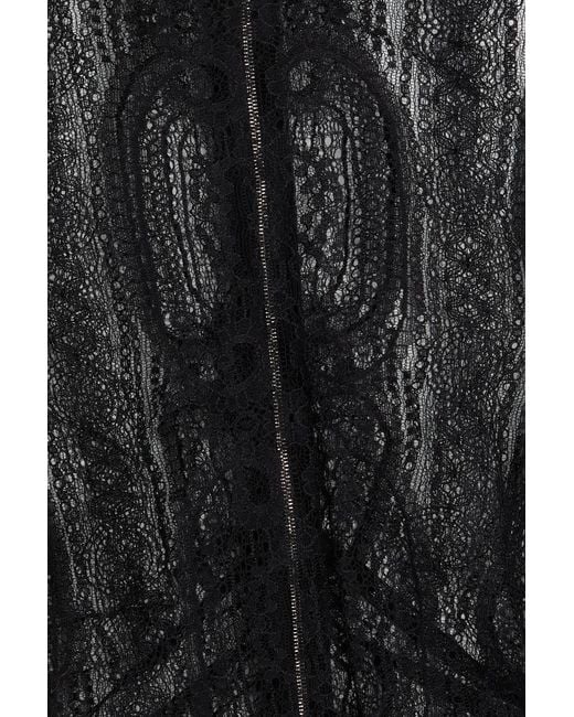 Dolce & Gabbana Black Ruched Lace Midi Dress