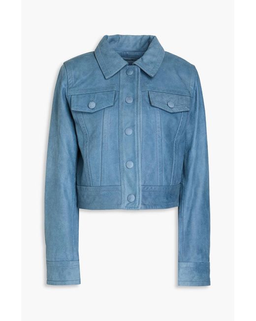 Stand Studio Blue Coated Leather Jacket