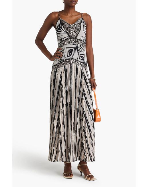 Diane von Furstenberg White Lissie Printed Chiffon Maxi Dress
