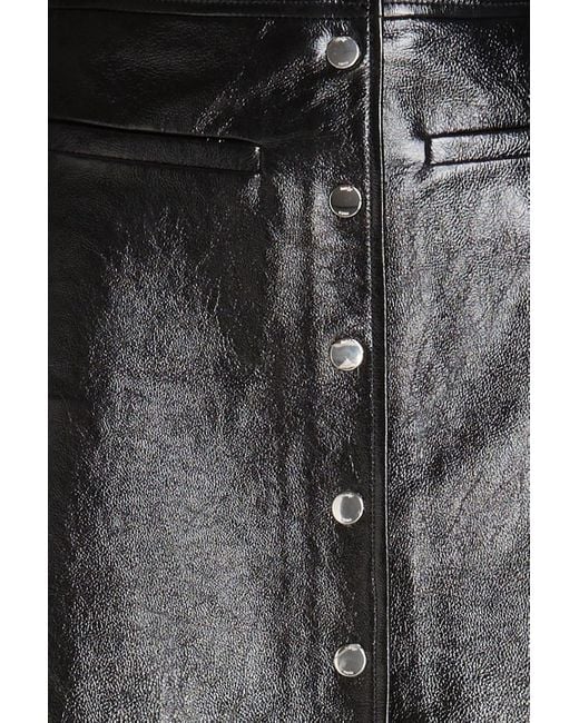 Maje Black Crinkled Faux Leather Mini Skirt