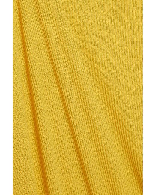 Rick Owens Yellow Ribbed Jersey Midi Dress