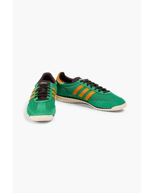 Adidas Originals Green Sl 72 Suede And Mesh Sneakers for men