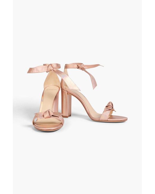 Alexandre Birman Pink Clarita Bow-detailed Iridescent Leather Sandals