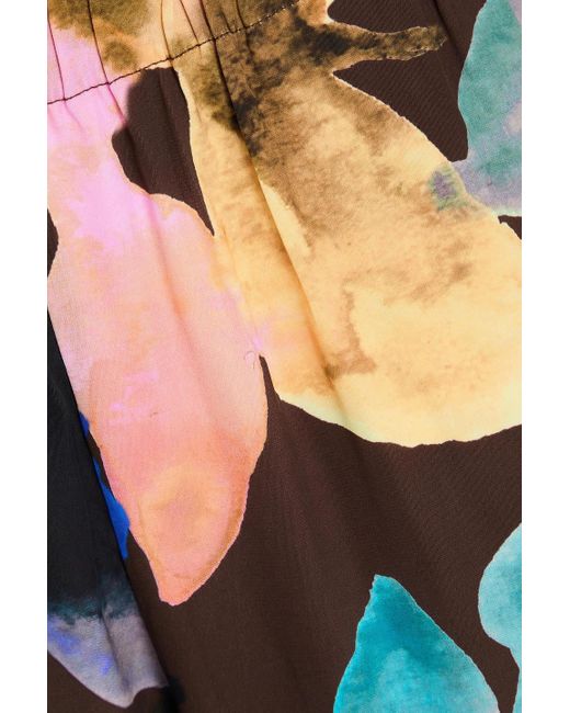 Stine Goya Brown Hose mit weitem bein aus einer TM-lyocellmischung mit floralem print