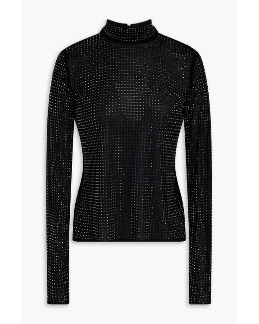 Jonathan Simkhai Black Crystal-Embellished Jersey Turtleneck Top