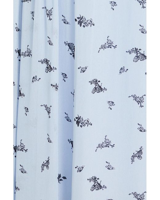 Ganni Blue Floral-print Georgette Midi Dress