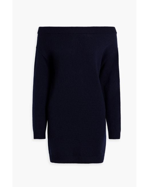 Valentino Garavani Blue Off-the-shoulder Cashmere Mini Dress