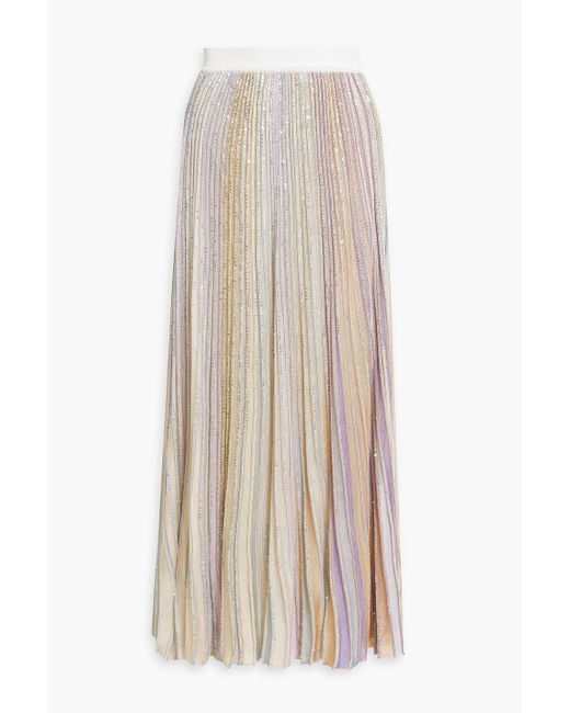Missoni Natural Sequin-embellished Striped Ribbed-knit Maxi Skirt