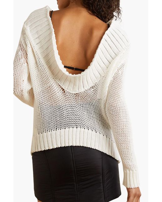 Khaite White Flora Draped Crochet-knit Cotton-blend Sweater