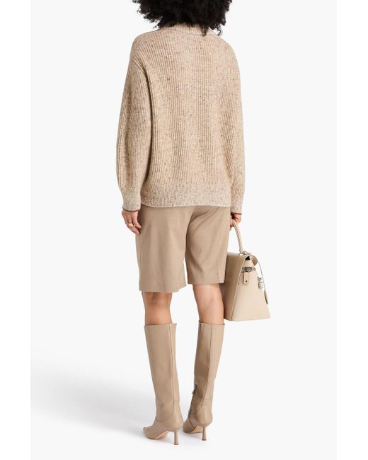 Brunello Cucinelli Natural Pullover aus einer wollmischung mit zierperlen