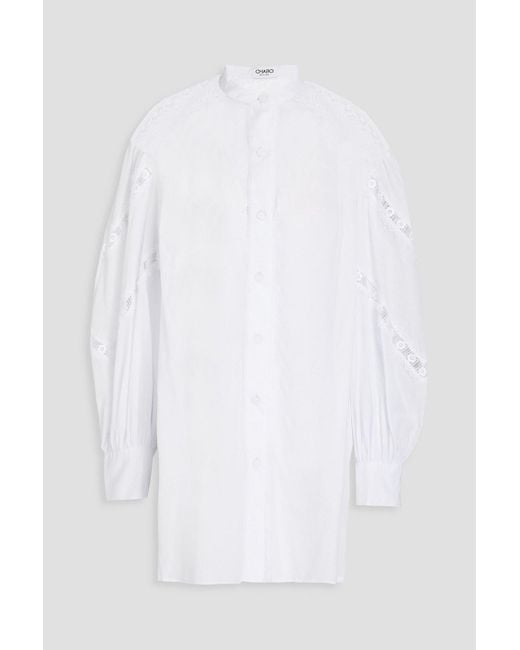 Charo Ruiz White Marian Cotton-blend Broderie Anglaise Shirt