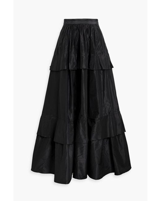 Etro Black Tiered Silk-taffeta Maxi Skirt