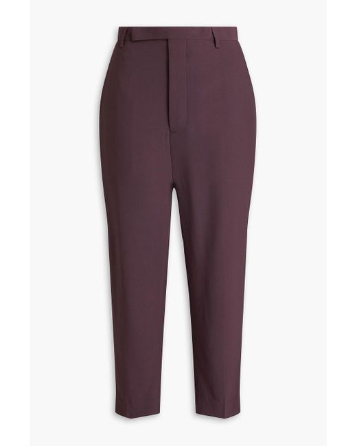 Rick Owens Purple Cropped Crepe Tapered Pants